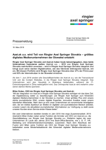 Pressemitteilung - Ringier Axel Springer Media AG