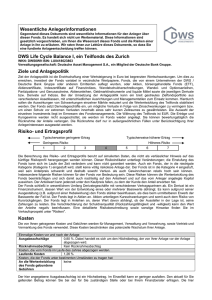 Wesentliche Anlegerinformationen DWS Life Cycle Balance I, ein