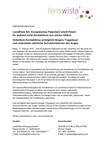 LensWista AG: Europäisches Patentamt erteilt Patent für weltweit