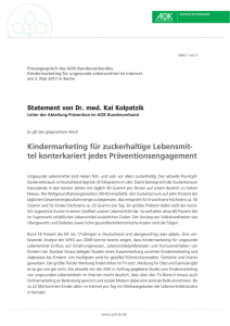 Statement von Dr. med. Kai Kolpatzik - AOK
