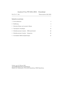 Analysis II im WS 2011/12 - Fakultät für Mathematik