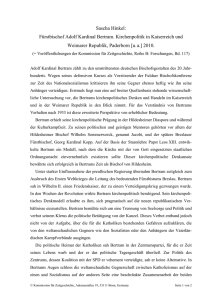 Sascha Hinkel: Fürstbischof Adolf Kardinal Bertram. Kirchenpolitik in