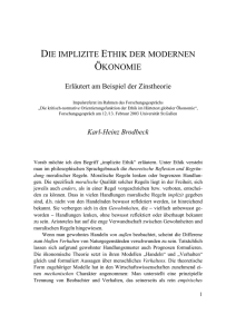 Die implizite Ethik der modernen Ökonomie - Karl