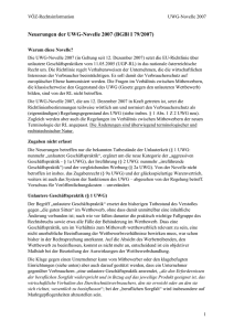 Neuerungen UWG-Novelle 2007 – BGBl I 79/2007 (wir