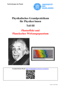 Versuchsanleitung Photoeffekt - Grundpraktikum Physik