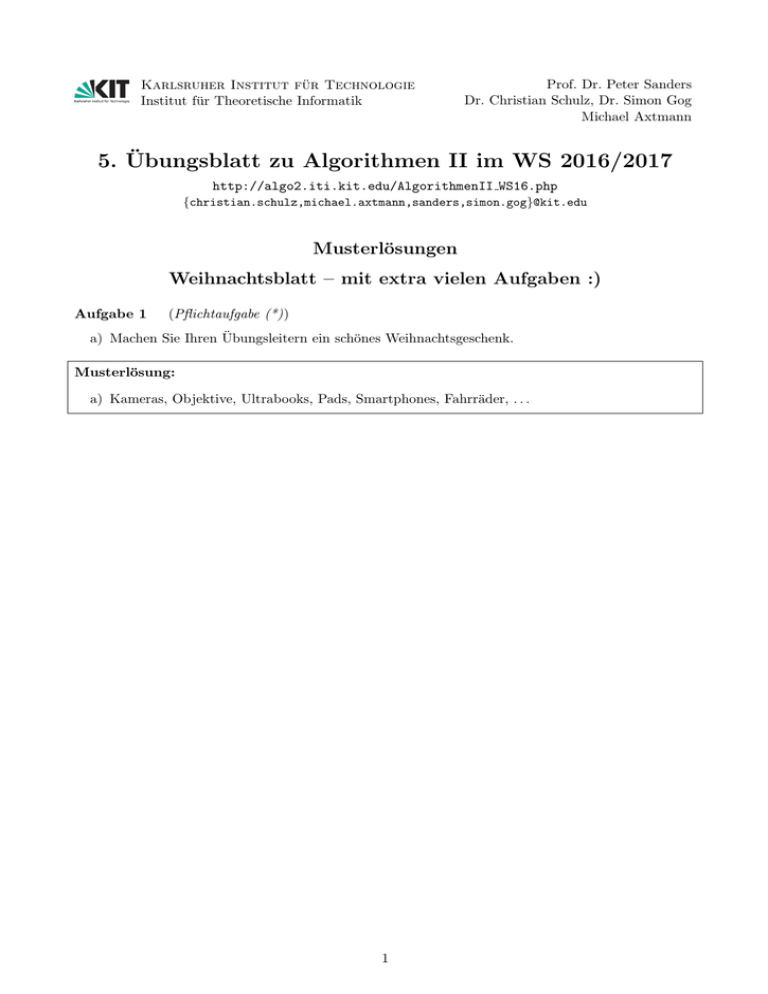 5. ¨Ubungsblatt Zu Algorithmen II Im WS 2016/2017