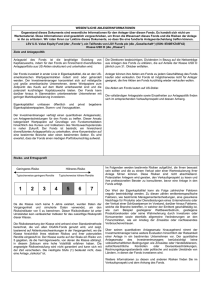 WESENTLICHE ANLEGERINFORMATIONEN Gegenstand dieses