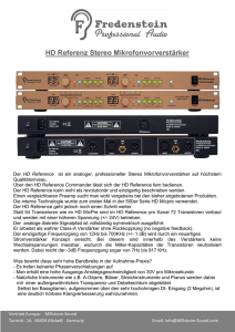 HD Referenz Stereo Mikrofonvorverstärker