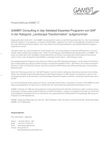 GAMBIT Consulting in das Validated Expertise Programm von SAP