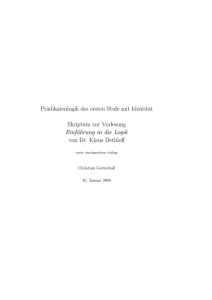 Prädikatenlogik der ersten Stufe mit Identität Skriptum zur Vorlesung