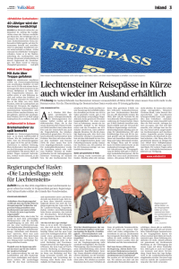 Liechtensteiner Reisepässe in Kürze auch wieder im