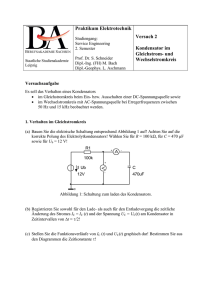 Praktikum Elektrotechnik Versuch 2 Kondensator im Gleichstrom