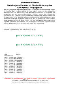 Welche Java Version ist für die Nutzung des eANVportal freigegeben