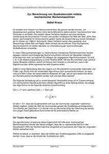 Zur Berechnung von Quadratwurzeln mittels mechanischer Rec-205