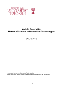 Module Description Master of Science in Biomedical Technologies