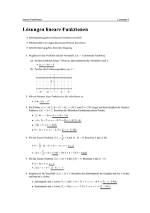 Lösungen lineare Funktionen