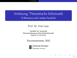 Vorlesung Theoretische Informatik - O-Notation und Landau