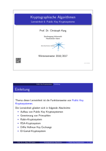 Kryptographische Algorithmen - Lerneinheit 6: Public Key