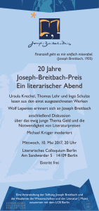 20 Jahre Joseph-Breitbach-Preis Ein literarischer Abend