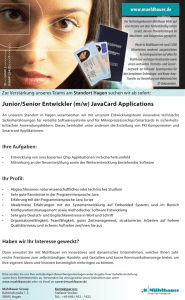 Junior/Senior Entwickler (m/w) JavaCard Applications