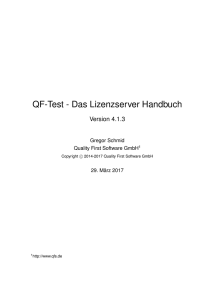 Das Lizenzserver Handbuch - Quality First Software GmbH