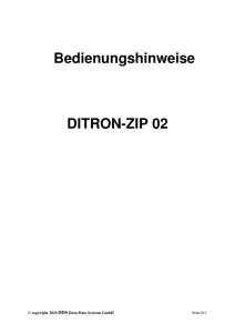 Bedienungshinweise DITRON-ZIP 02 - DDS
