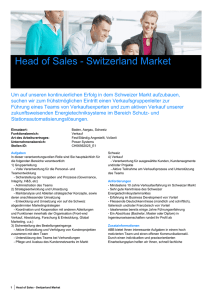 Head of Sales - Switzerland Market