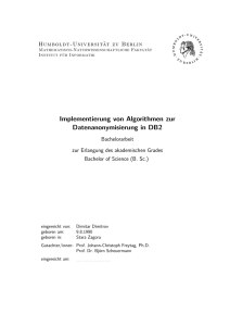 Implementierung von Algorithmen zur Datenanonymisierung