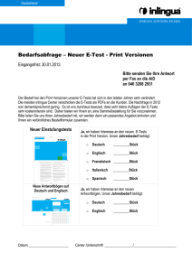 Bedarfsabfrage – Neuer E-Test - Print Versionen