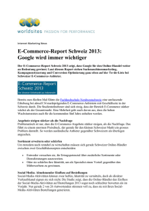E-Commerce-Report Schweiz 2013: Google wird immer wichtiger