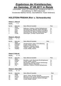 Ergebnisse der Kreistierschau am Samstag, 27.08.2011 in Reiste