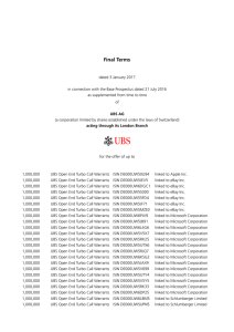 Endgültigen Bedingungen - UBS