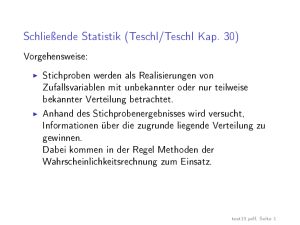 Schlieÿende Statistik (Teschl/Teschl Kap. 30)