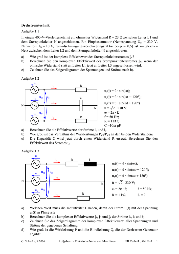 Aufgaben Zu Elektrische Netze Und Maschinen