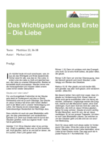 Das Wichtigste und das Erste – Die Liebe