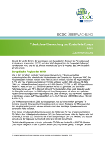 Tuberkulose-Überwachung und Kontrolle in Europa 2012