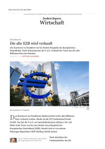 Hochhäuser: Die alte EZB wird verkauft