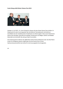 Zumin Wang erhält Günter Petzow Preis 2013 - Max-Planck