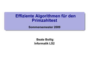 Effiziente Algorithmen f ¨ur den Primzahltest