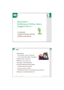 Informatik II Einführung in Python, Basics Vergleich mit C++