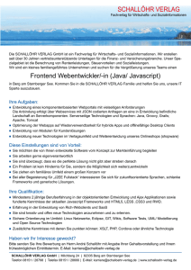 Frontend Webentwickler/-in (Java/ Javascript) SCHALLÖHR VERLAG