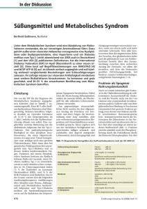 Süßungsmittel und Metabolisches Syndrom