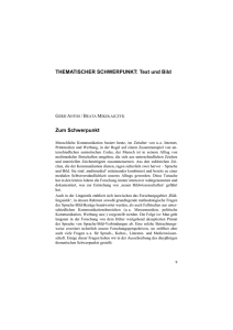 THEMATISCHER SCHWERPUNKT: Text und Bild Zum Schwerpunkt