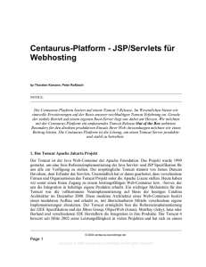 Centaurus-Platform - JSP/Servlets für Webhosting