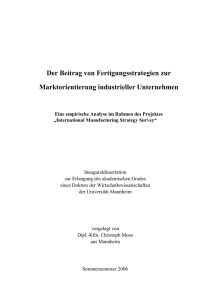 Der Beitrag von Fertigungsstrategien zur Marktorientierung