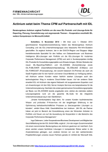 Actinium setzt beim Thema CPM auf Partnerschaft mit IDL (IDL