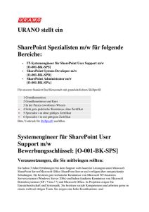 URANO stellt ein SharePoint Spezialisten m/w für folgende Bereiche