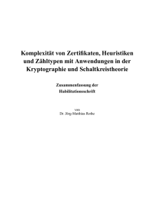 Komplexit¨at von Zertifikaten, Heuristiken und Z¨ahltypen mit