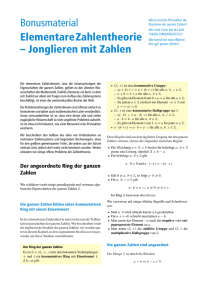 Bonusmaterial ElementareZahlentheorie – Jonglieren mit Zahlen