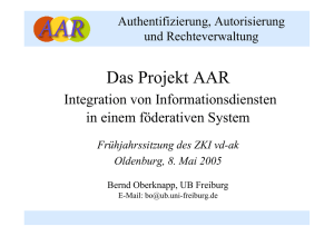 Das Projekt AAR